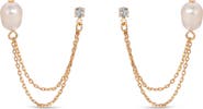 Ettika Cubic Zirconia & Freshwater Pearl Draped Stud Earrings