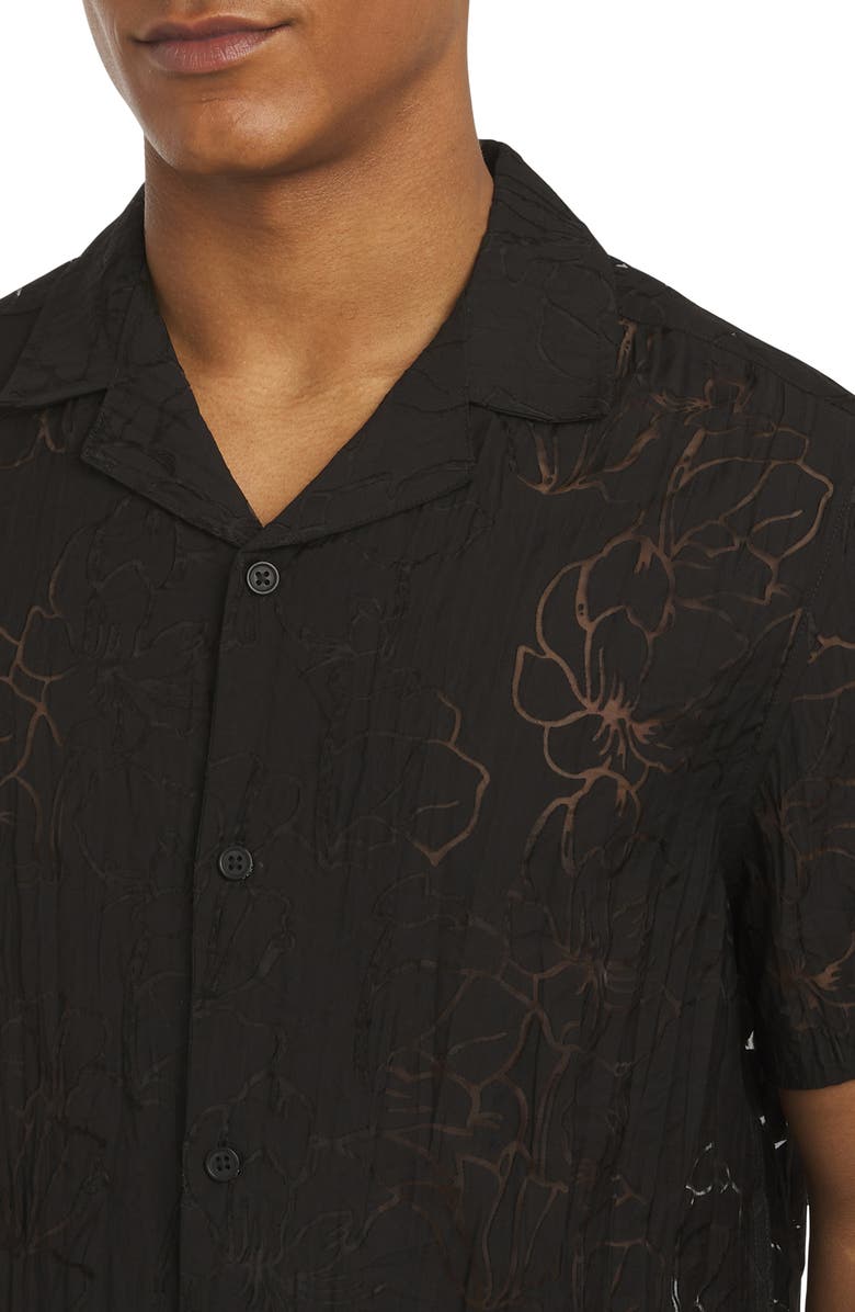 DKNY SPORTSWEAR Rockaway Camp Shirt, Alternate, color, Black