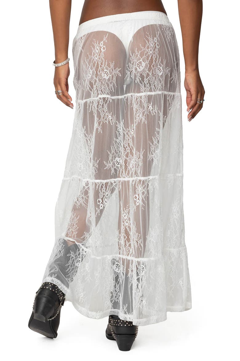 Tiered Sheer Lace Maxi Skirt, Alternate, color, WHITE