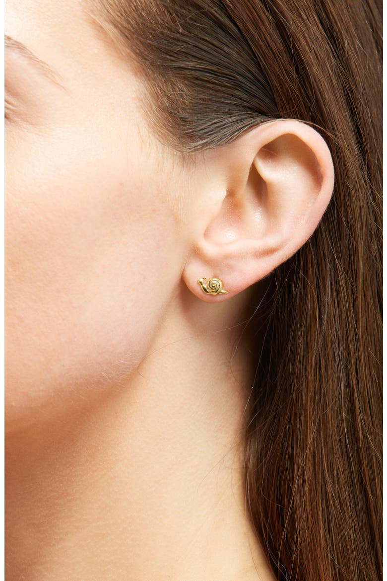 Demi-Fine Snail Stud Earrings, Alternate, color, 14K GOLD