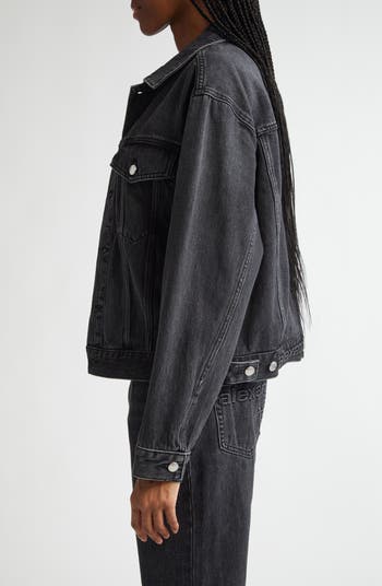 Oversize Logo Embossed Denim Trucker Jacket