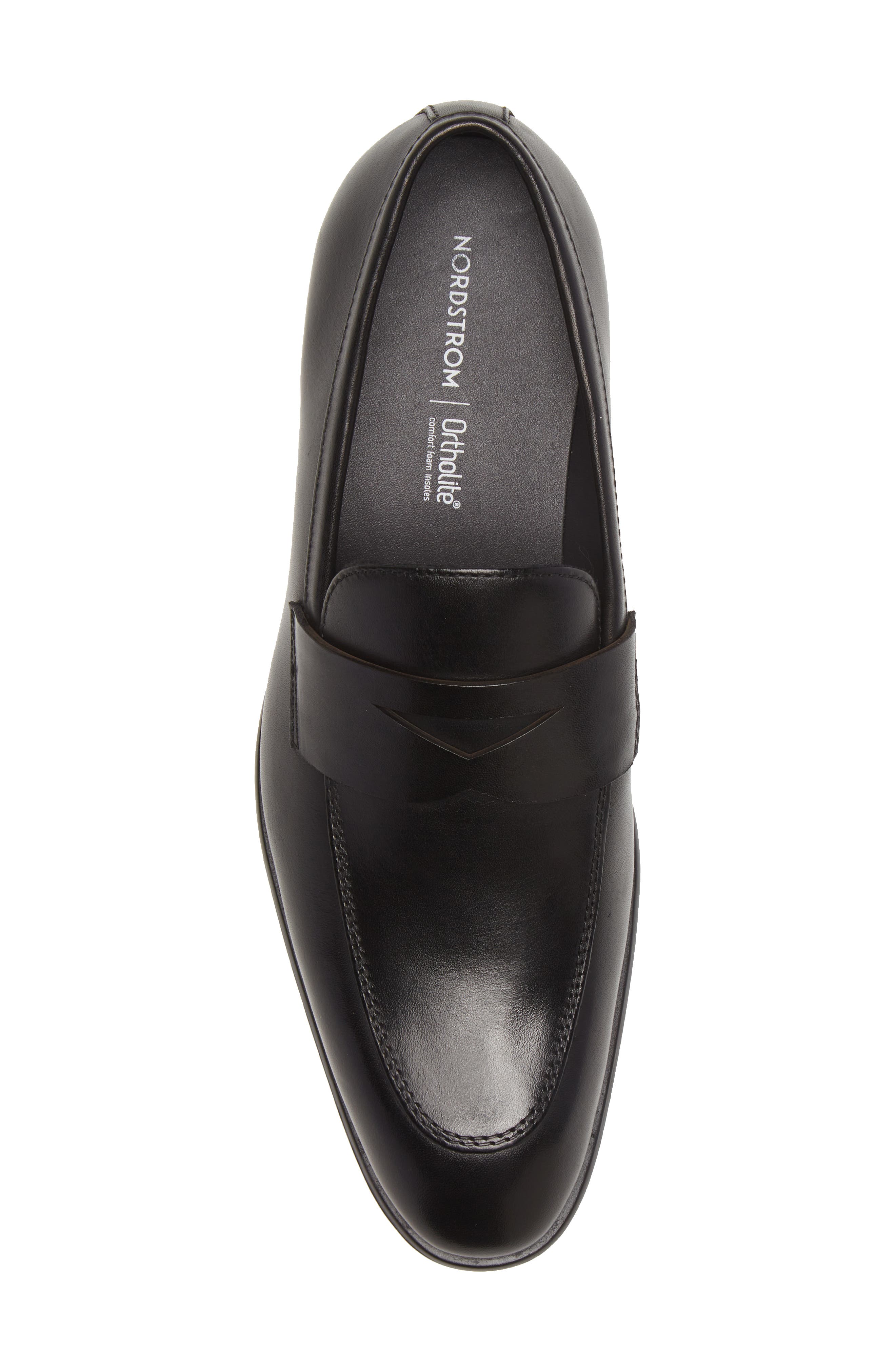 Nordstrom Dino Penny Loafer, Alternate, color, Black Leather