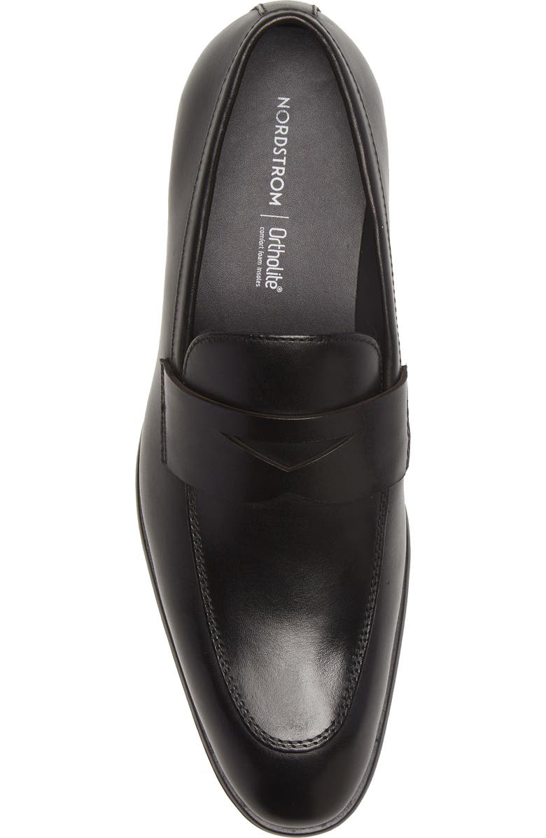 Nordstrom Dino Penny Loafer, Alternate, color, Black Leather
