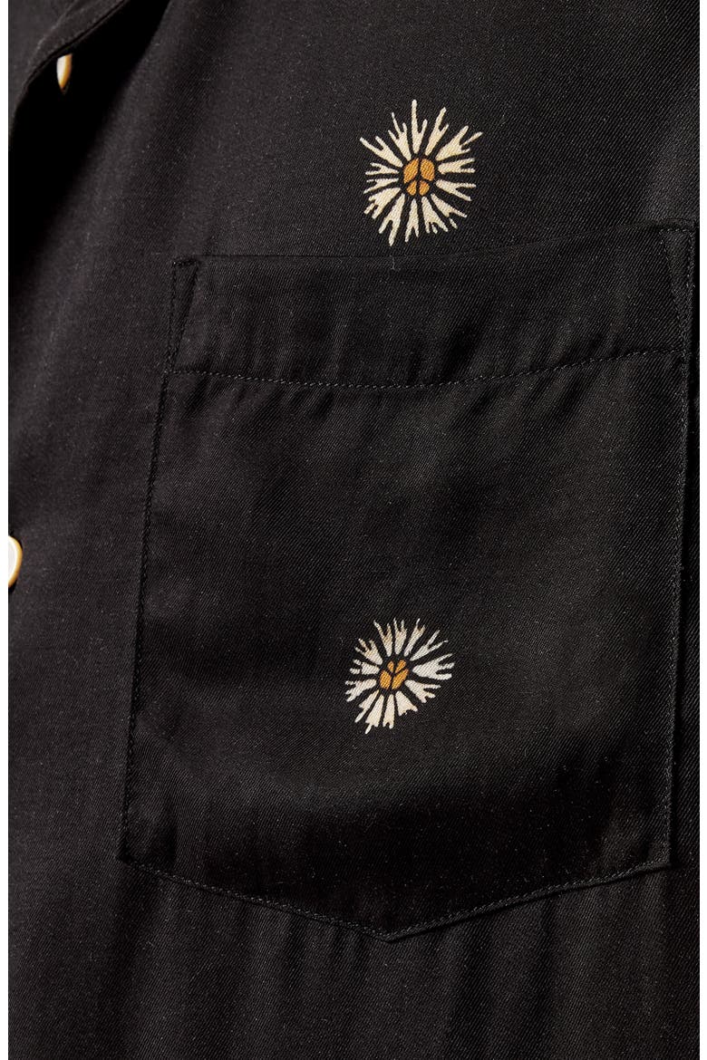 Fleur Peace Camp Shirt, Alternate, color, JET BLACK