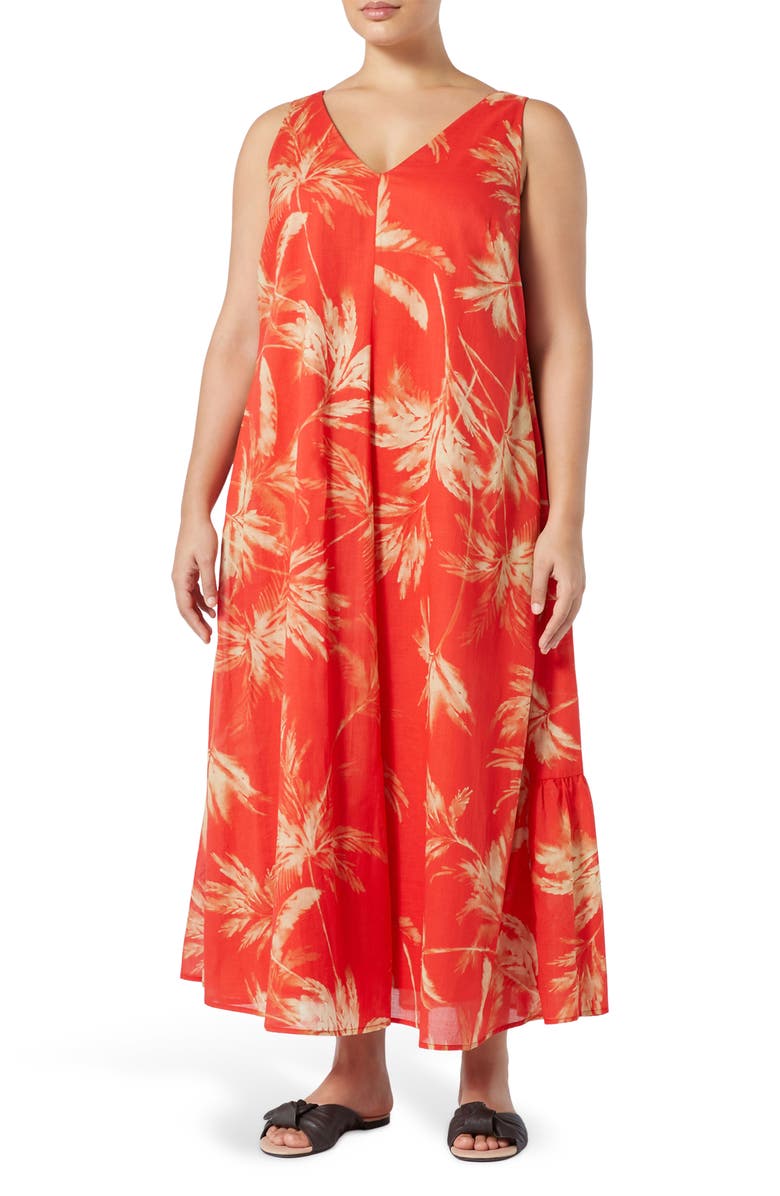 Marina Rinaldi Garda Sleeveless Cotton Maxi Dress, Main, color, Red