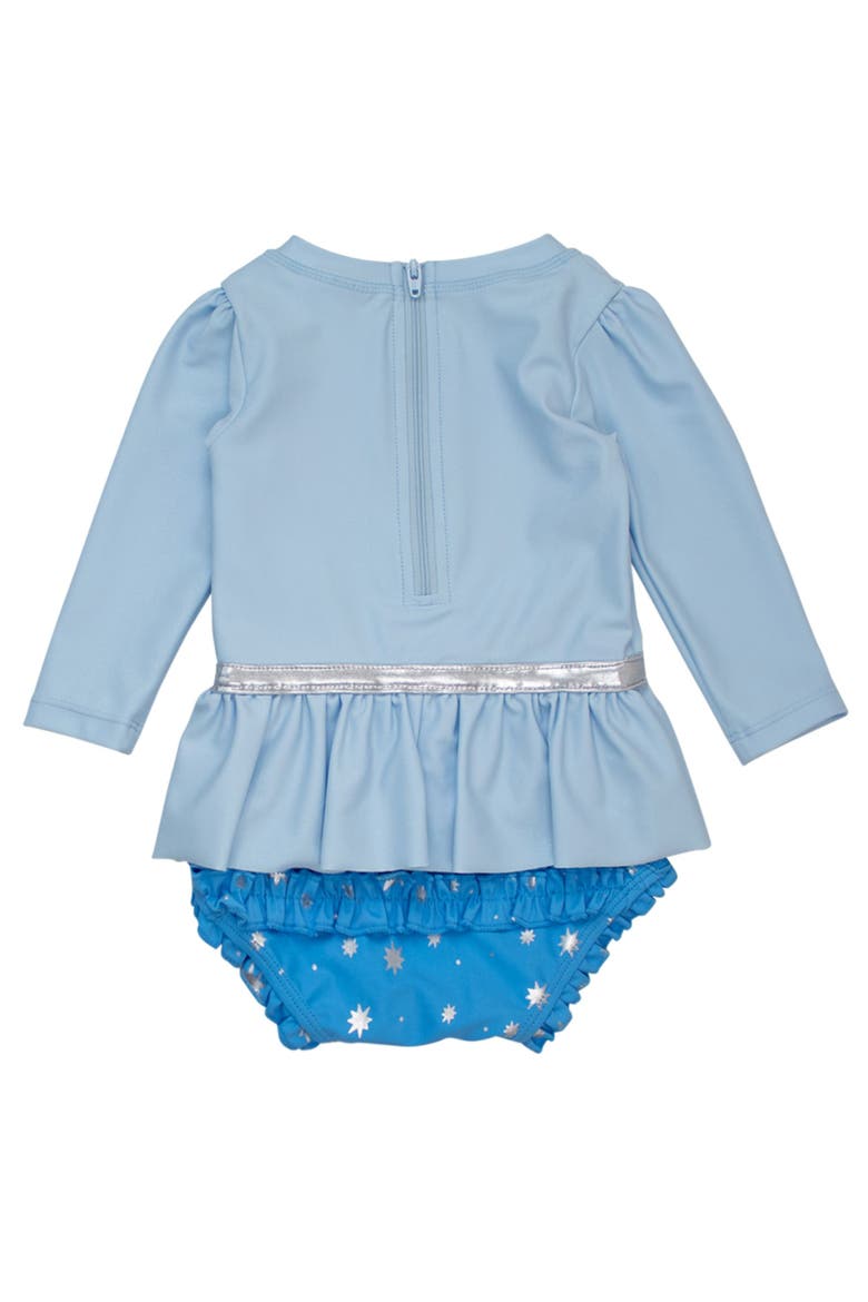 Baby Girls UPF50+ Princess Long Sleeve Bow Skirted One Piece Swimsuit, Alternate, color, Crystal Blue Princess