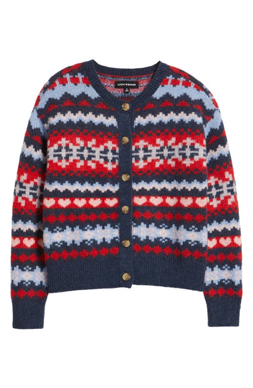 Lucky Brand Fair Isle Cardigan In Purple