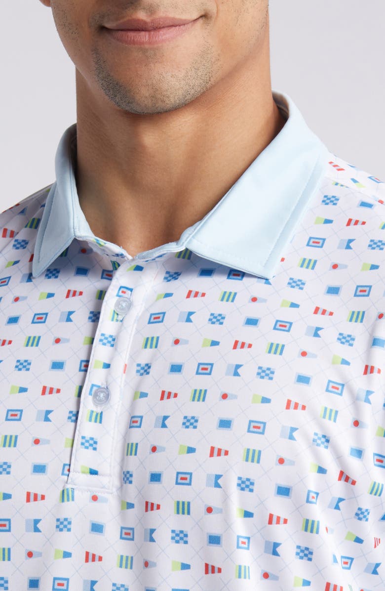 Swannies Louie Flag Print Golf Polo, Alternate, color, White