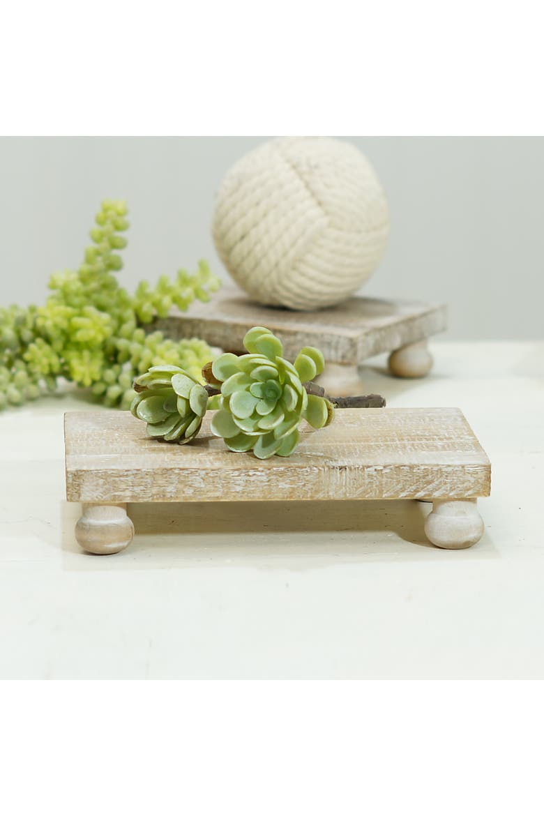 Wood 8 Inch White Aged Riser, Rustic Farmhouse Decorative Display Stand, Alternate, color, White