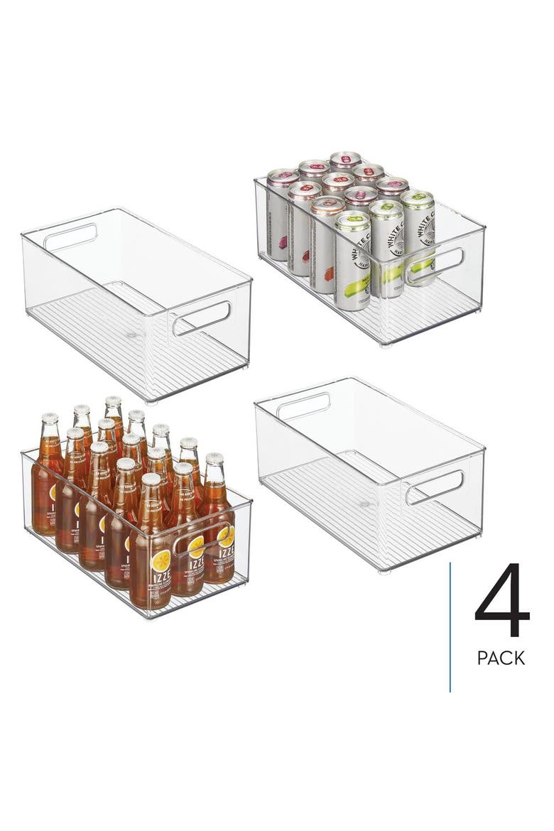 Stackable Fridge Bin - Kitchen Storage Bin for Pantry, Cabinets, or Fridge, Set of 4, Clear, Alternate, color, Clear