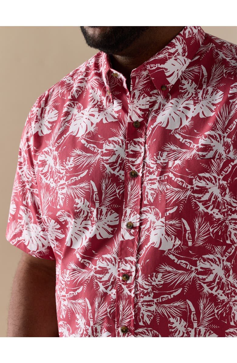 Harbor Bay by DXL Big & Tall Easy-Care Big Leaf Print Sport Shirt, Alternate, color, Earth Red