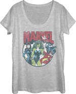 Marvel Women's Marvel Women Group Circle Shot  Graphic T-Shirt