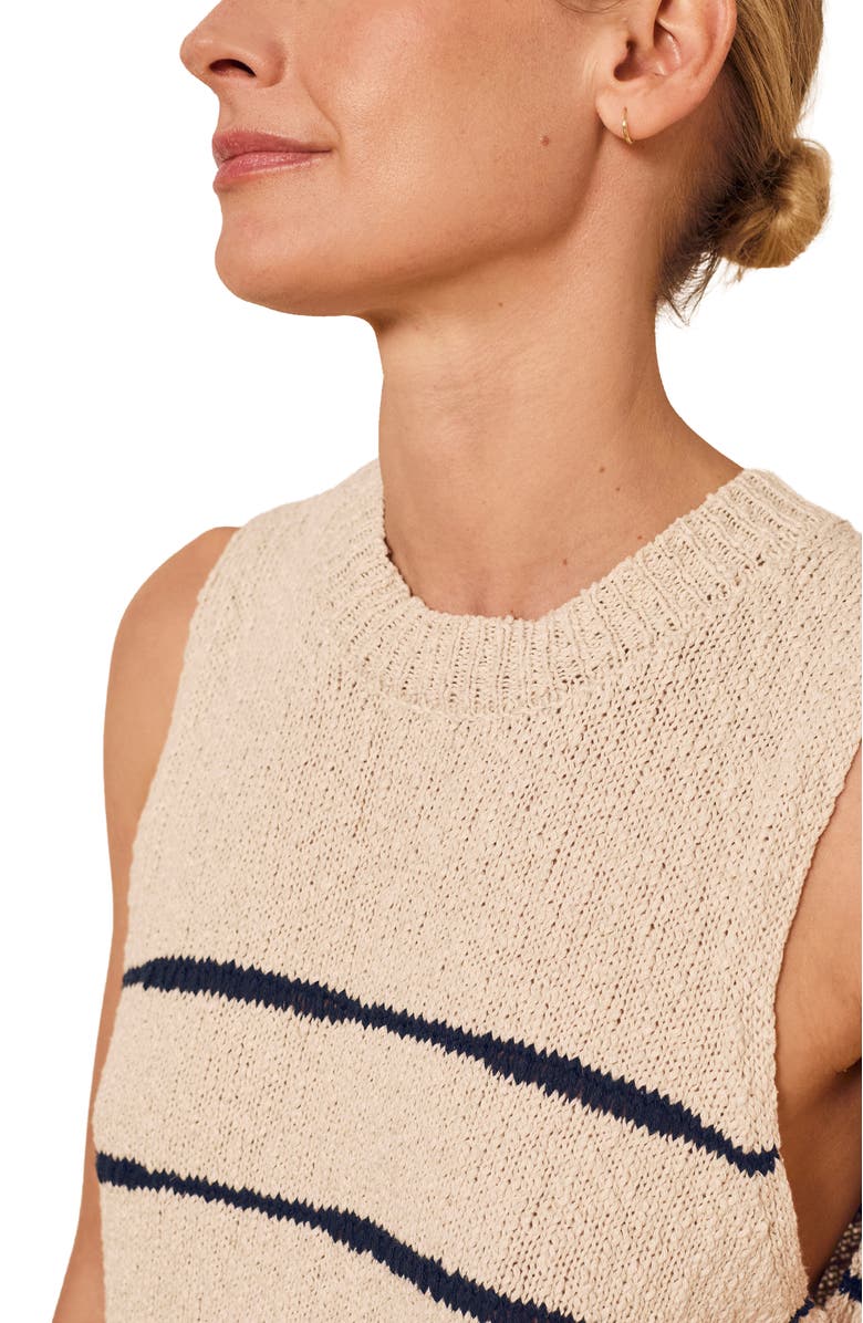 Celtic & Co. Drop Stitch Knitted Vest Top, Alternate, color, Ecru / Navy