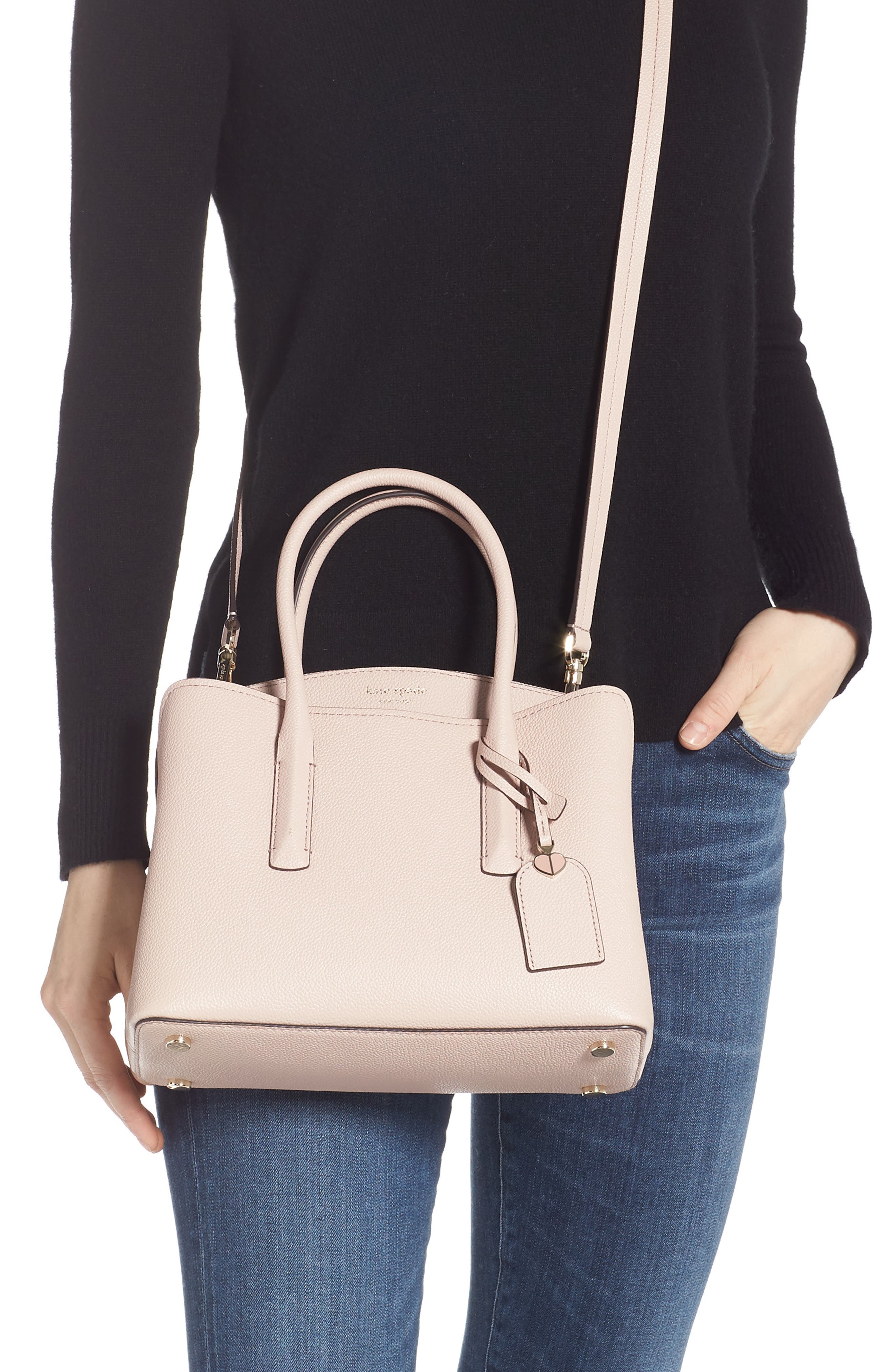 medium margaux leather satchel, Alternate, color, PALE VELLUM