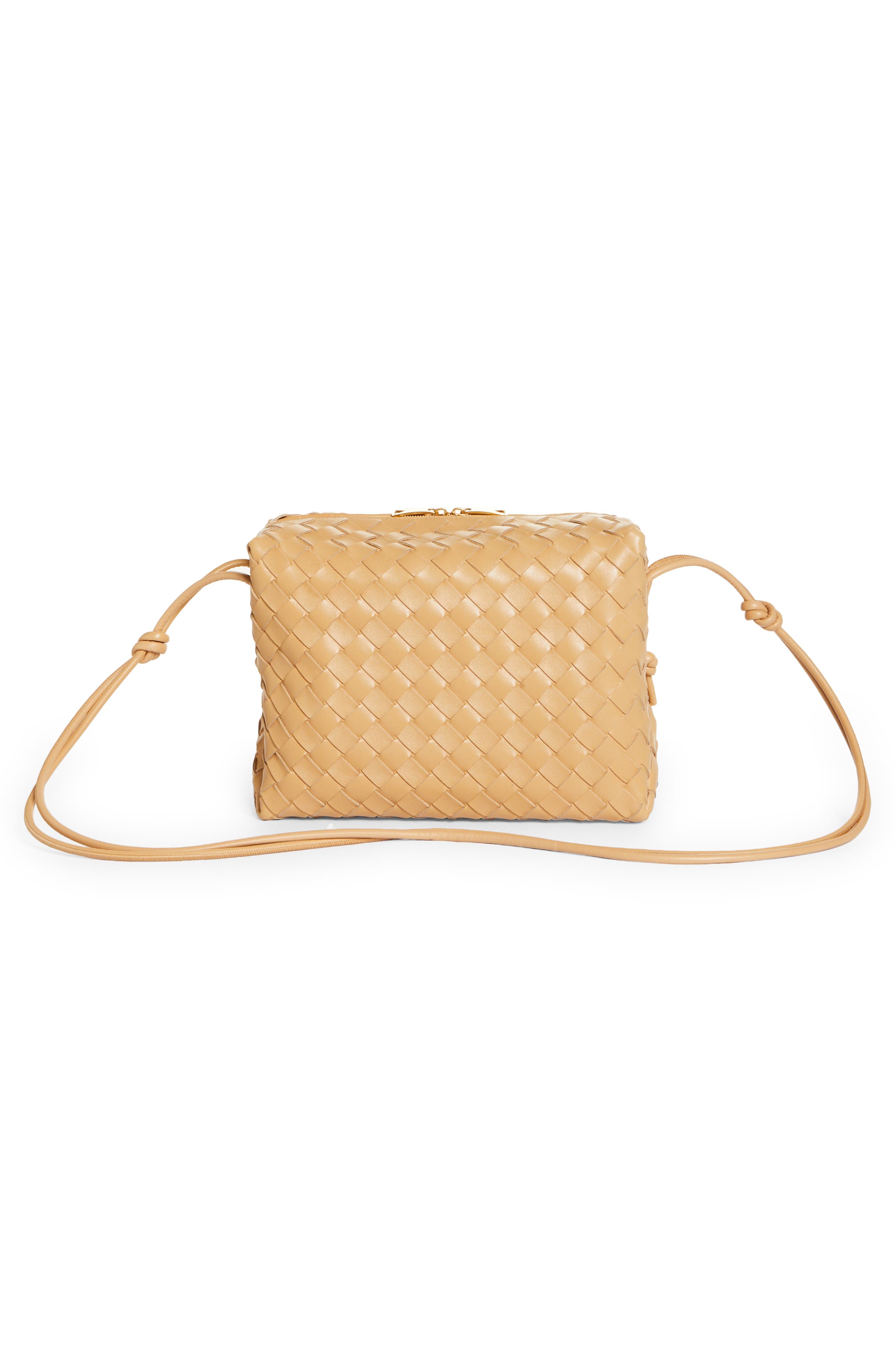 Large Loop Intrecciato Leather Shoulder Bag, Alternate, color, ALMOND GOLD