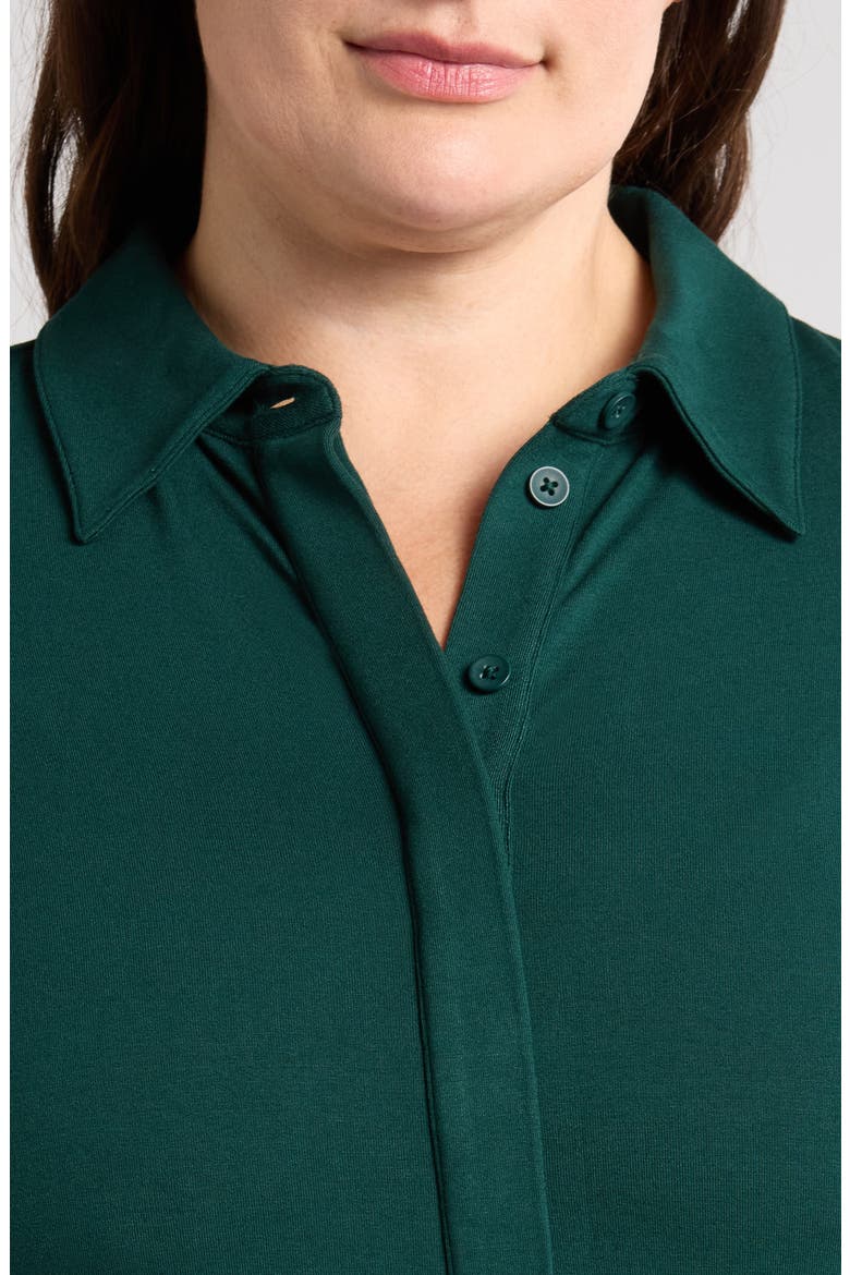 Chelsea Short Sleeve Jersey Button-Up Shirt, Alternate, color, FOREST GREEN