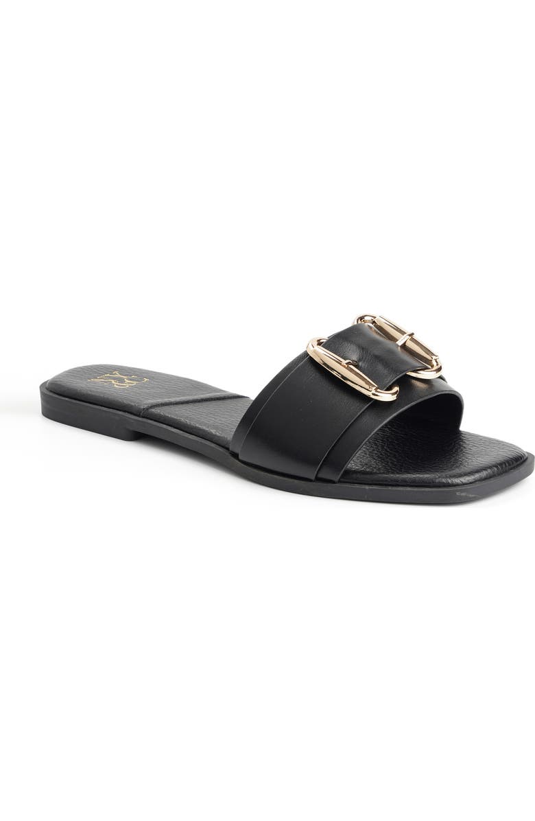 NEW YORK AND COMPANY Wenda Buckle Slide Sandal, Main, color, Black