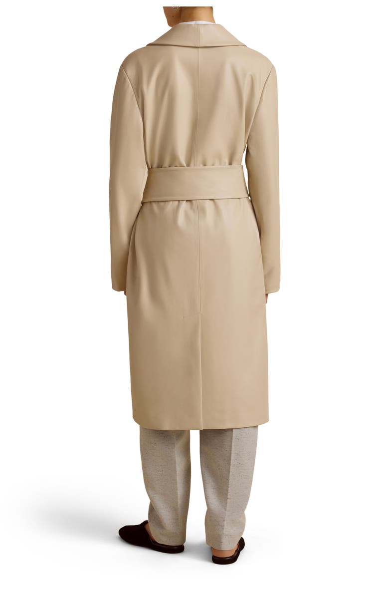 Marina Moscone Belted Robe de Chambre Leather Coat, Alternate, color, Fresco