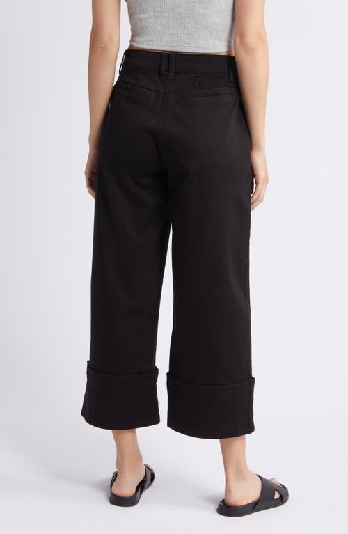 Wit & Wisdom 'ab'solution Skyrise Patch Pocket Crop Wide Leg Twill Pants In Black