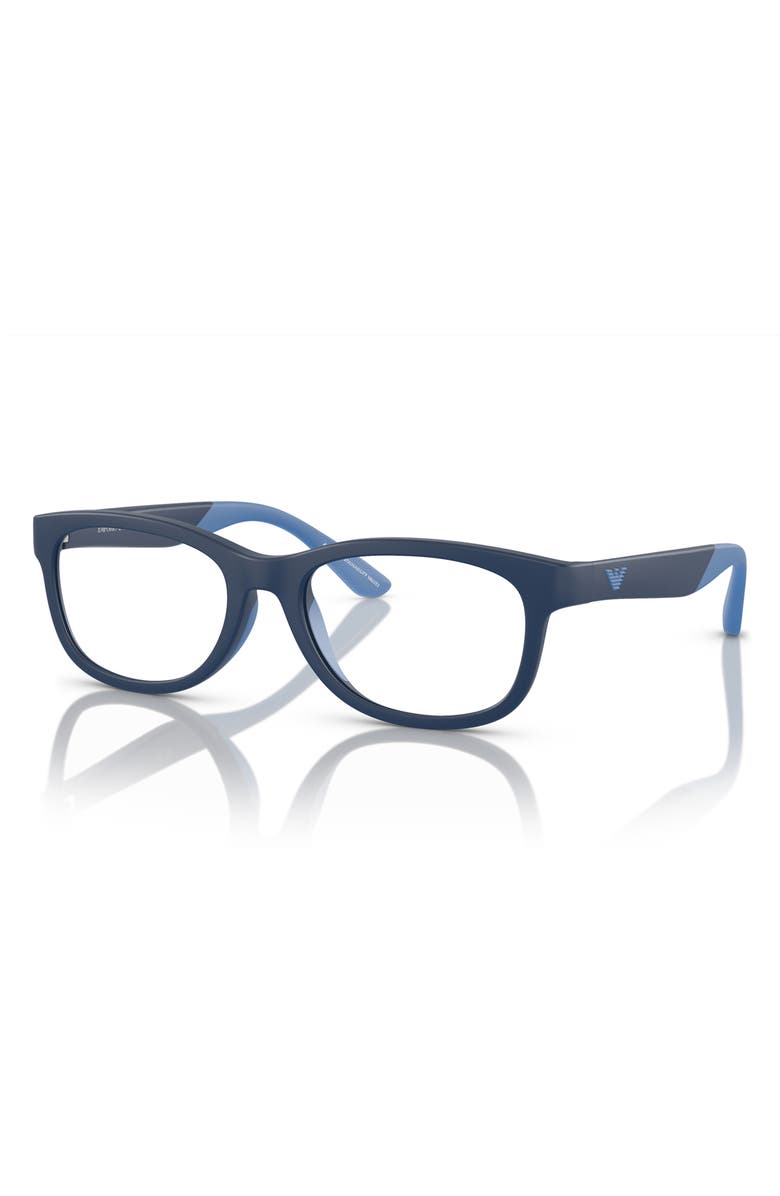 Emporio Armani Kids' 49mm Small Pillow Optical Glasses, Alternate, color, Matte Blue / Demo Lens