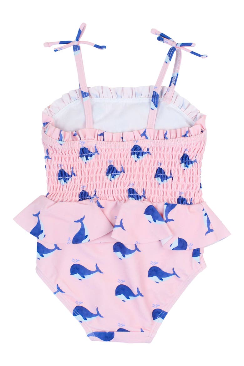 Pink Whales Smocked One-Piece Swimsuit, Alternate, color, PINK