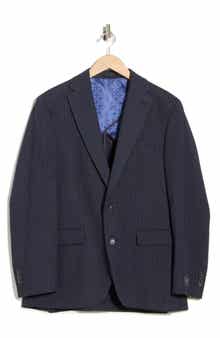 J|V by Jack Victor Elex Navy Wool Blend Seersucker Sport Coat