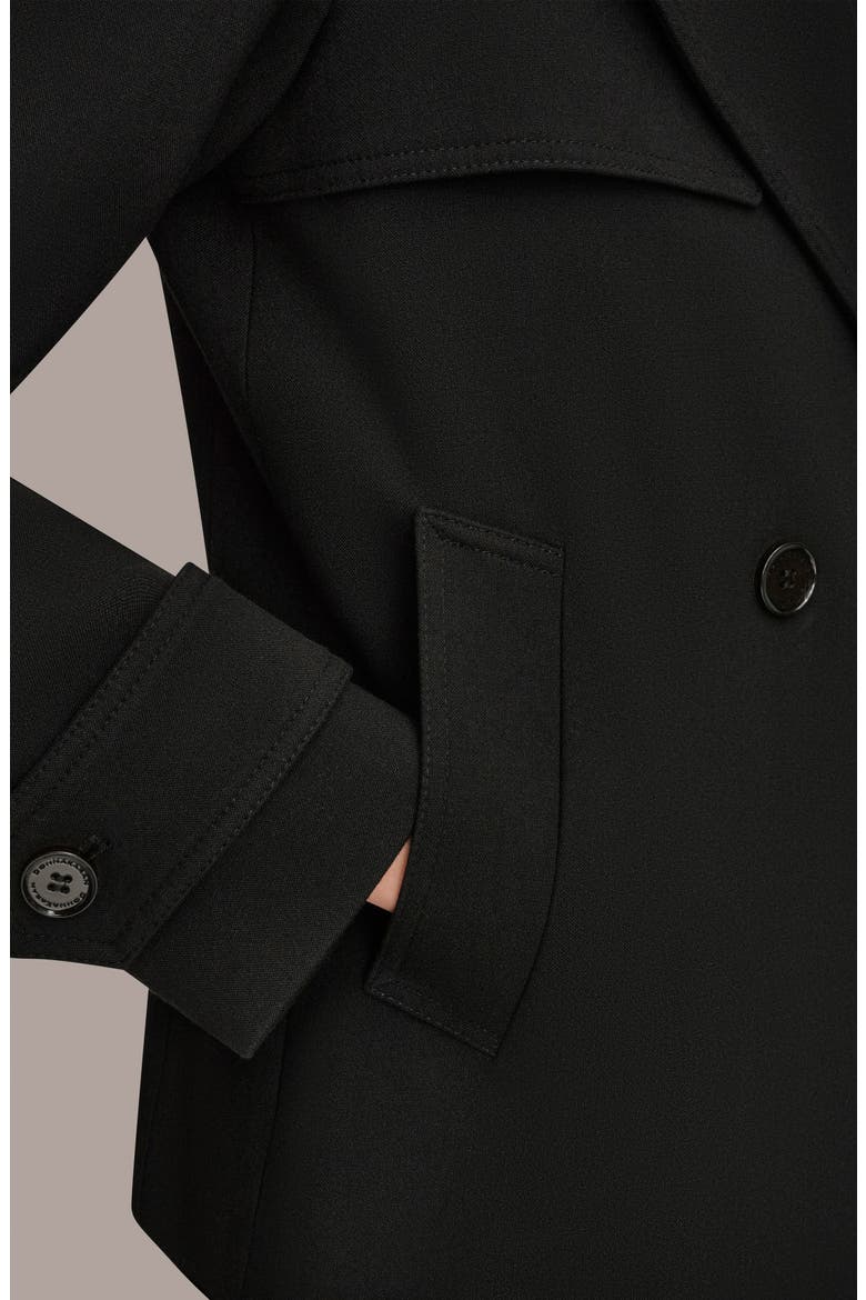 Double Breasted Crepe Coat, Alternate, color, BLACK