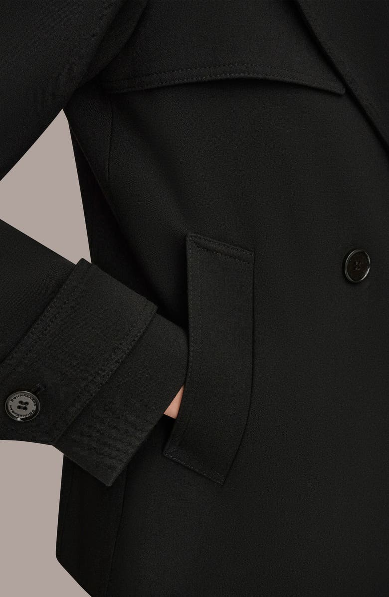Donna Karan New York Double Breasted Crepe Coat, Alternate, color, Black