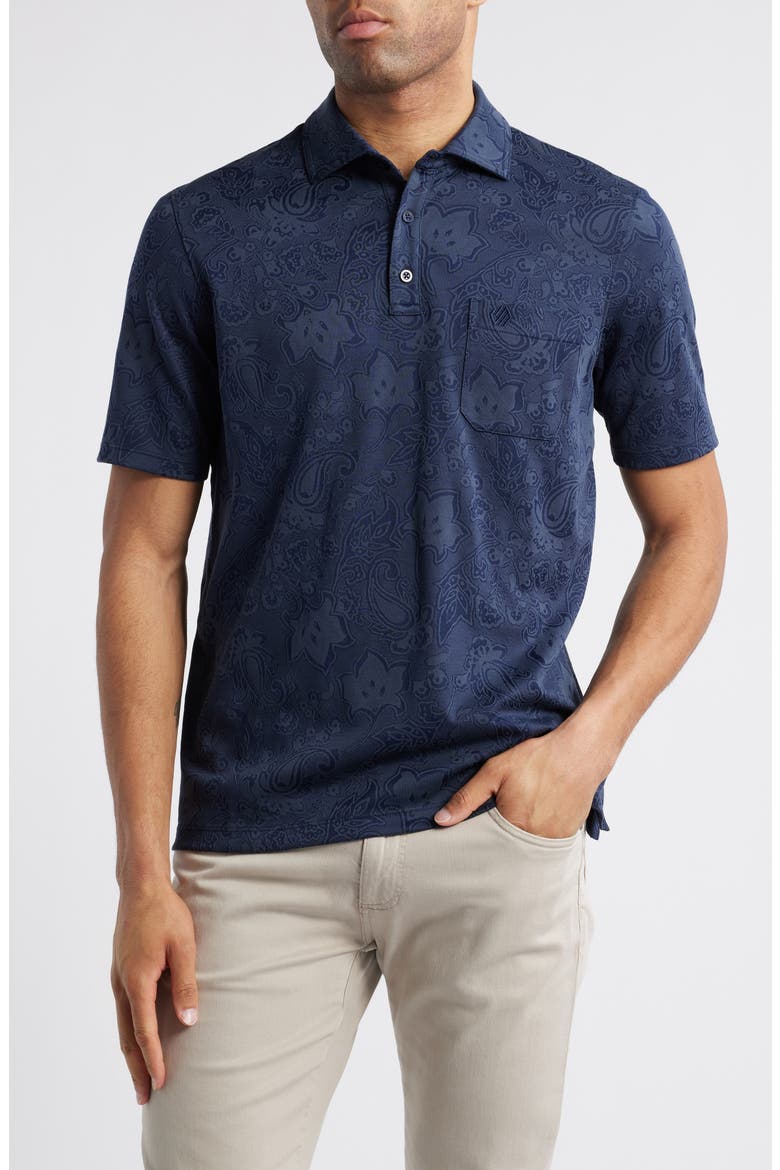 Paisley Jacquard Polo, Main, color, NAVY