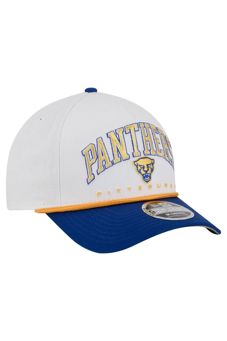 Men's New Era White/Royal Pitt Panthers Arch Two-Tone Rope 9FORTY A-Frame M-Crown Adjustable Hat, Alternate, color, White