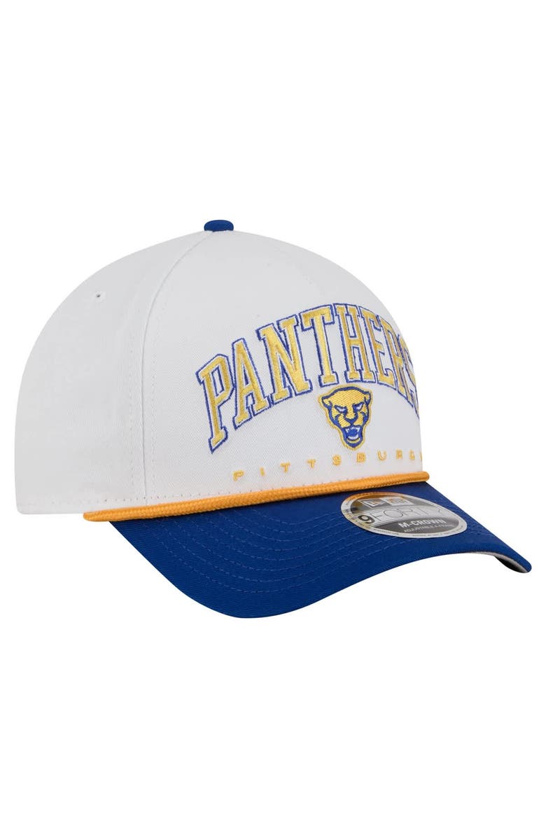 New Era Men's New Era White/Royal Pitt Panthers Arch Two-Tone Rope 9FORTY A-Frame M-Crown Adjustable Hat, Alternate, color, White
