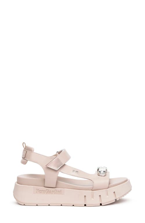 Nerogiardini Ankle Strap Platform Sandal In Natural