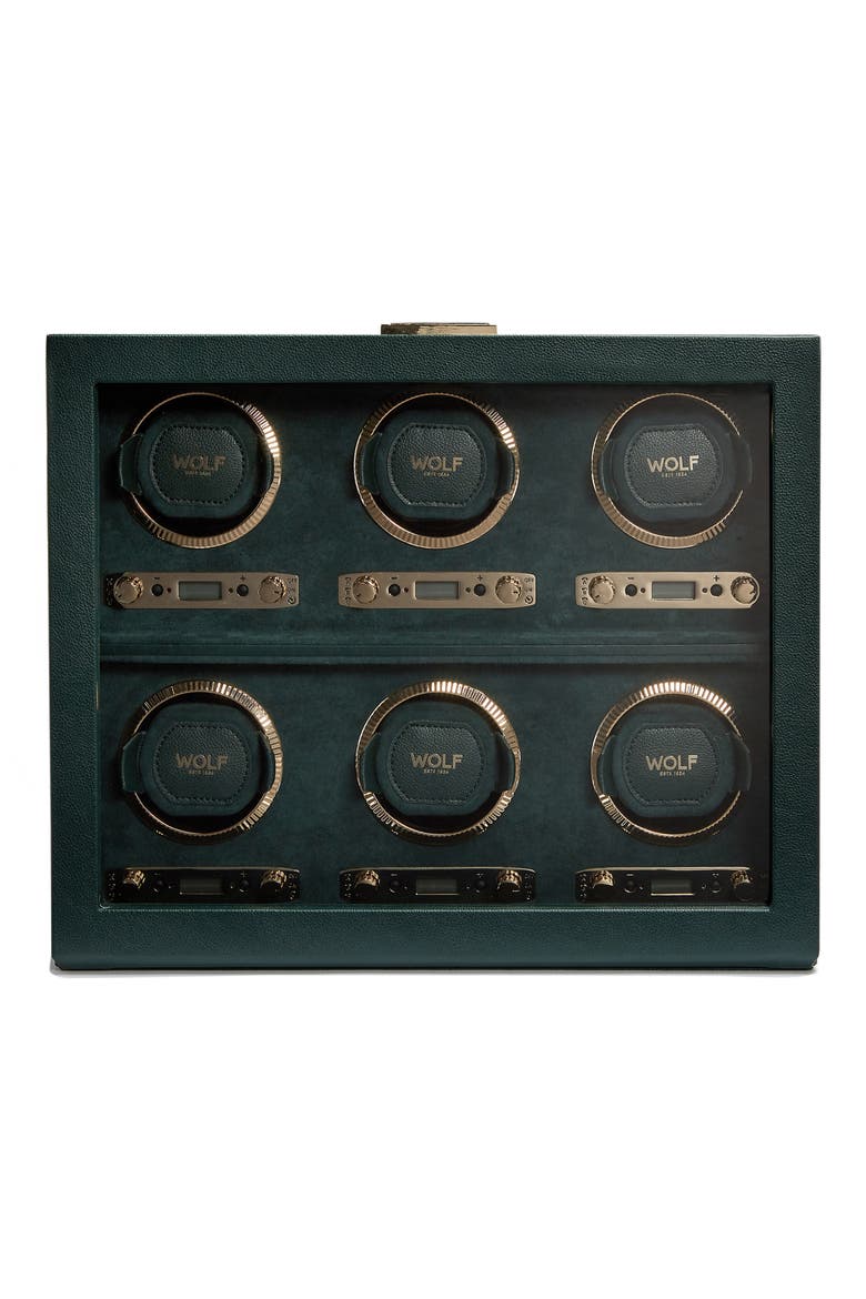 British Racing 6 Piece Watch Winder, Main, color, GREEN