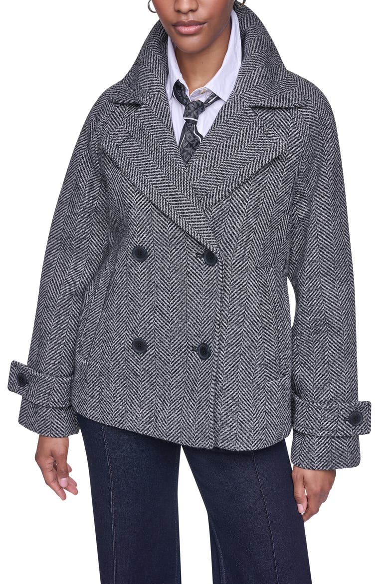 Relaxed Fit Peacoat, Main, color, HERRINGBONE