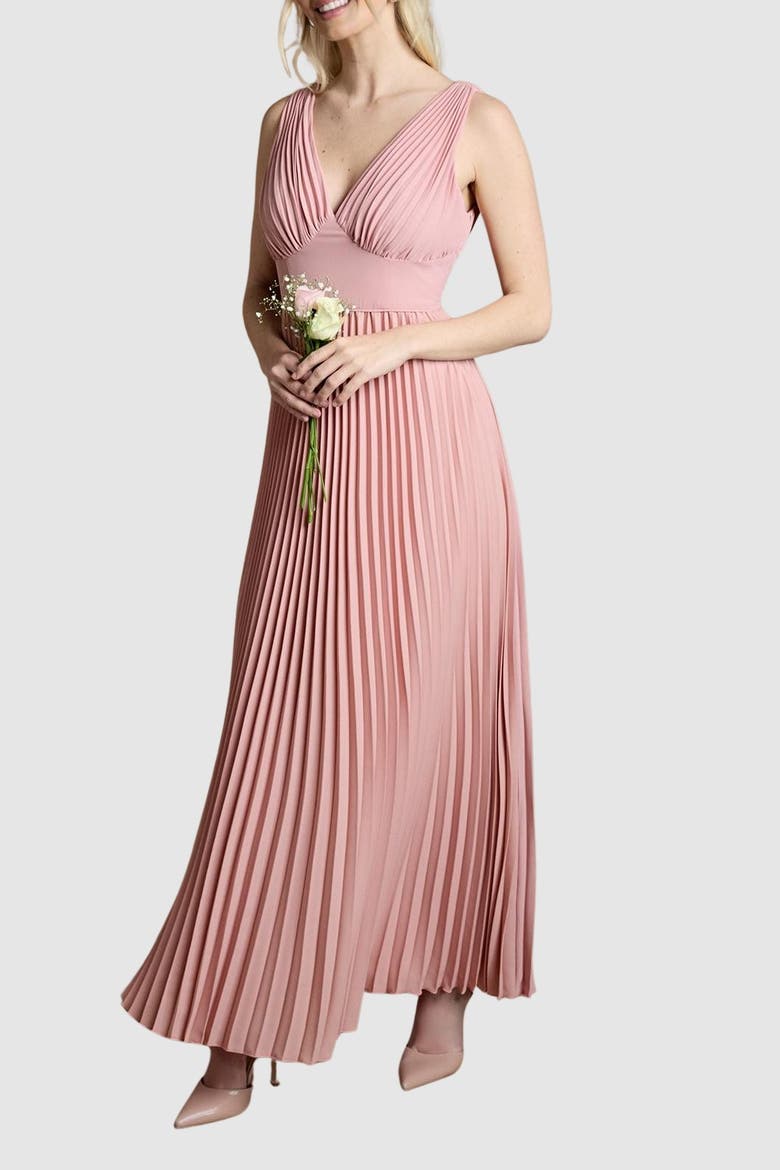 Plunge Neck Maxi Dress, Alternate, color, Antique Rose