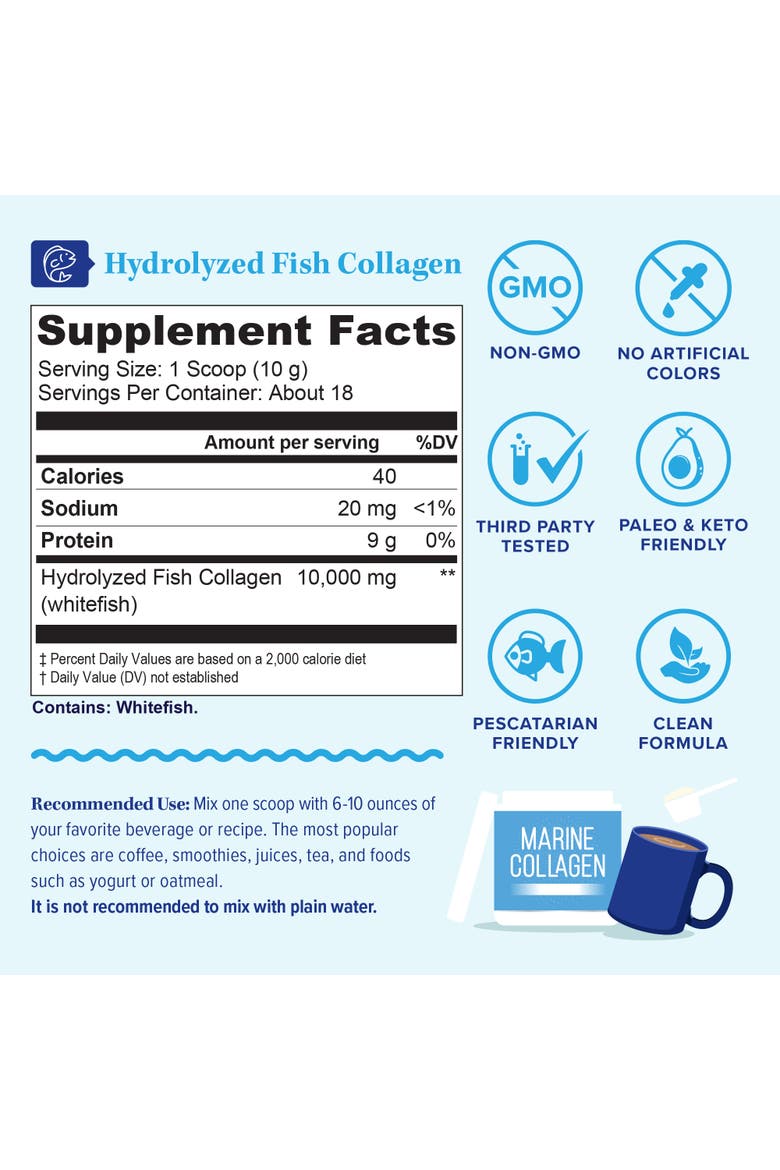 US Marine Collagen Protein Unflavored 180g Tub, Alternate, color, No Color