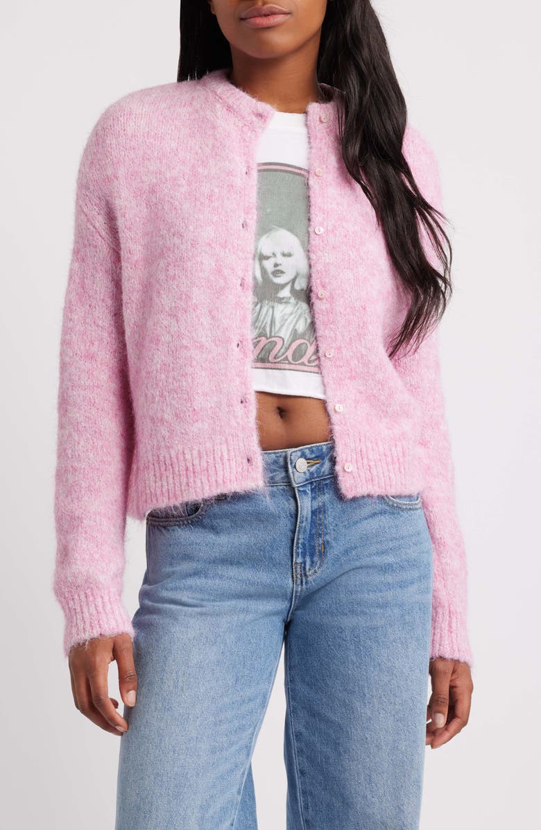 BDG Urban Outfitters Fluffy Cardigan, Main, color, Pink
