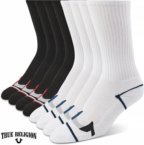 True Religion 8 Pairs Premium Athletic Crew Socks In Multi