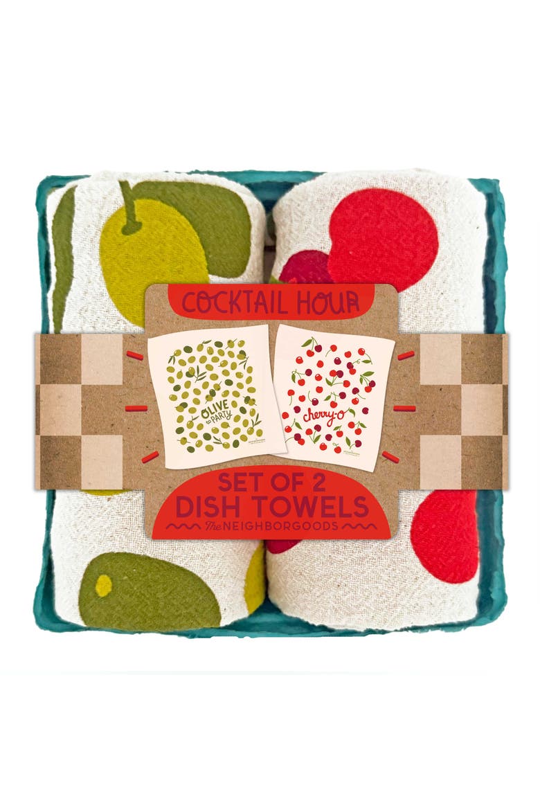 Cocktail Hour - Dish Towel Set of 2, Main, color, Green