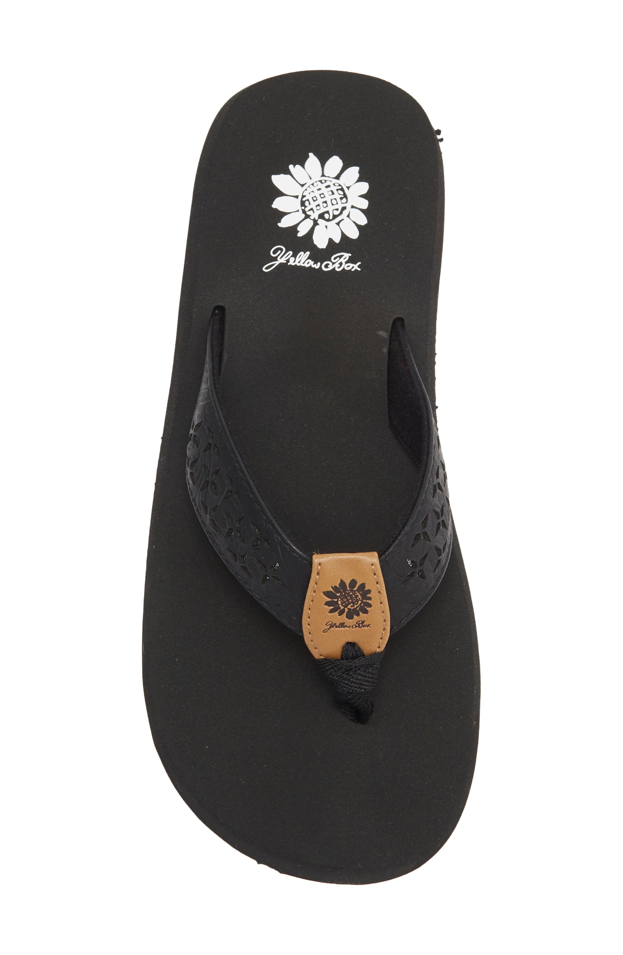 Yellow Box Premium Benji Lasercut Flip Flop, Alternate, color, Black
