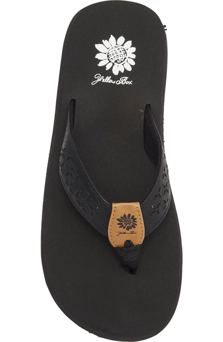Yellow Box Premium Benji Lasercut Flip Flop, Alternate, color, Black