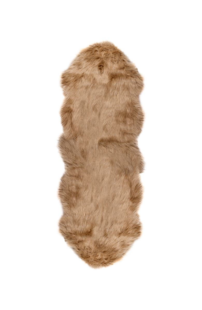 LUXE Gordon Faux Fur Throw - 2ft x 3ft -Tan, Main, color, Tan