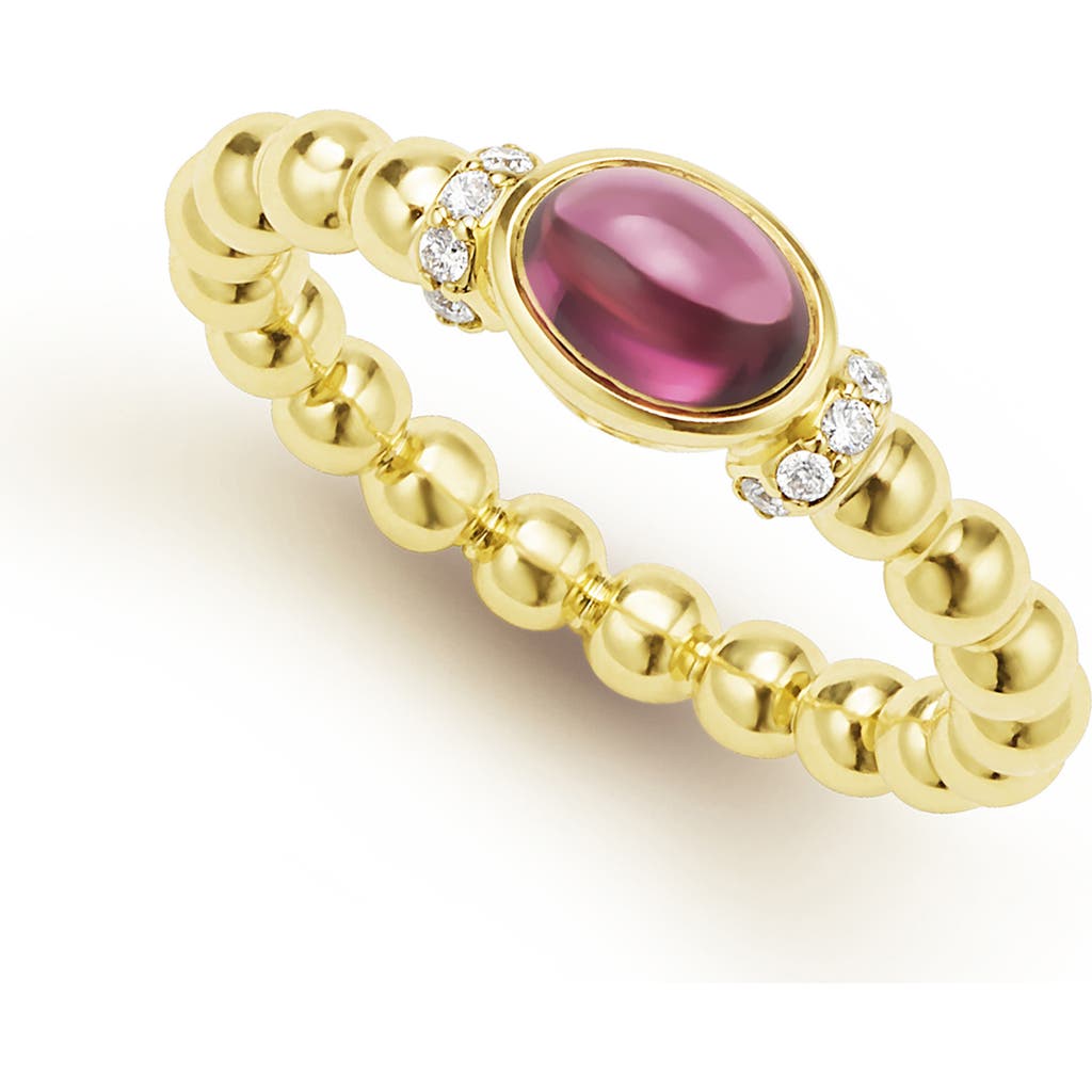 Lagos Rhodolite Garnet & Diamond Caviar Ring In Gold