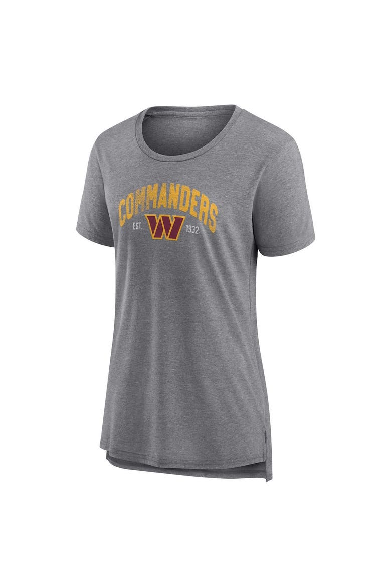 Women's Fanatics Branded Heathered Gray Washington Commanders Drop Back Modern T-Shirt, Alternate, color, Heather Gray