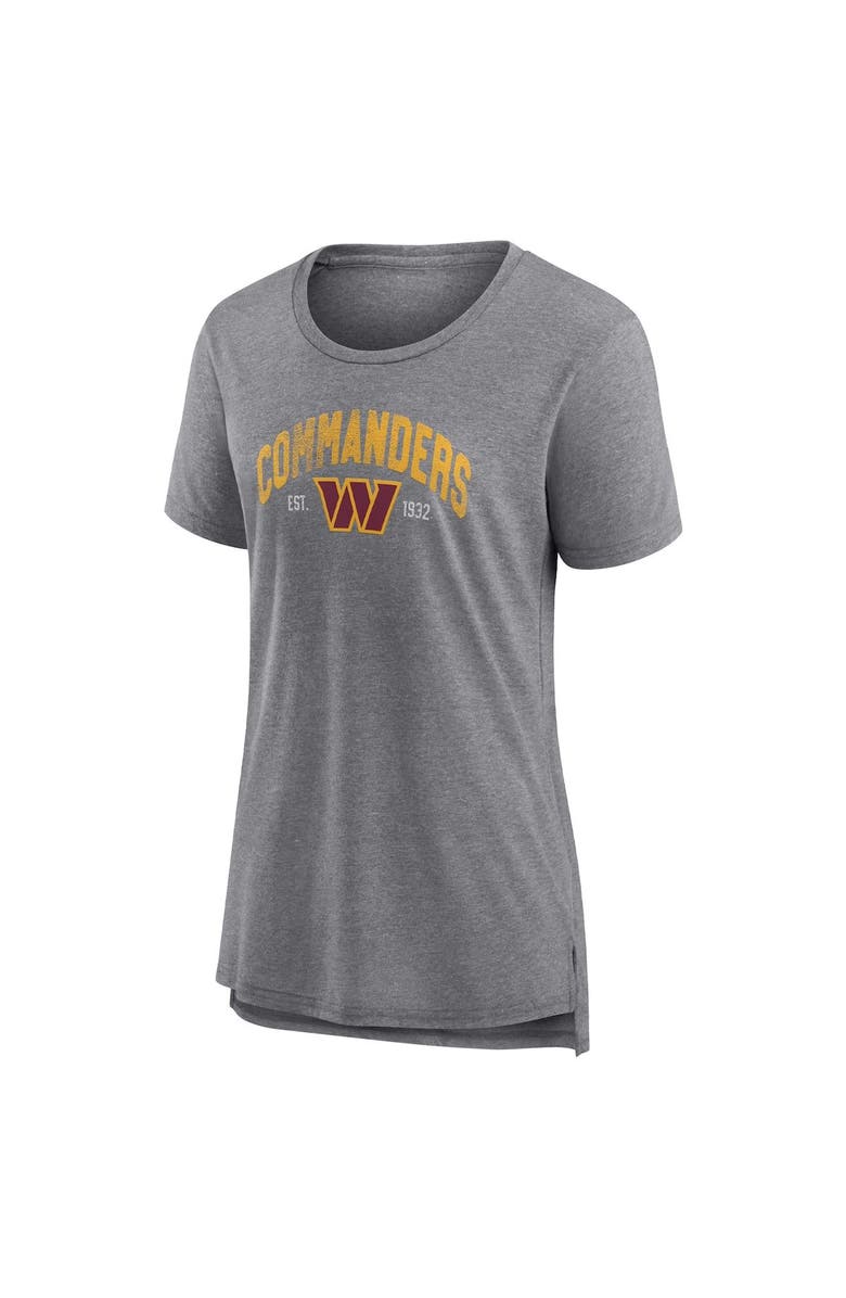 FANATICS Women's Fanatics Branded Heathered Gray Washington Commanders Drop Back Modern T-Shirt, Alternate, color, Heather Gray
