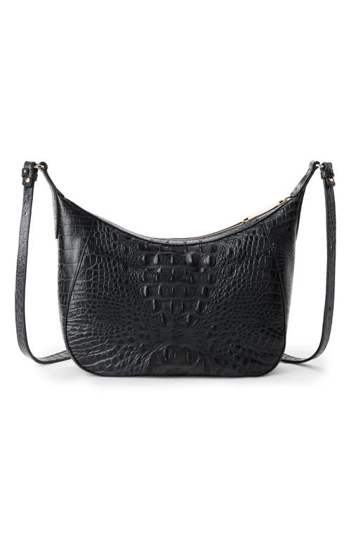 Brahmin Corinne Croc Embossed Leather Crossbody In Black