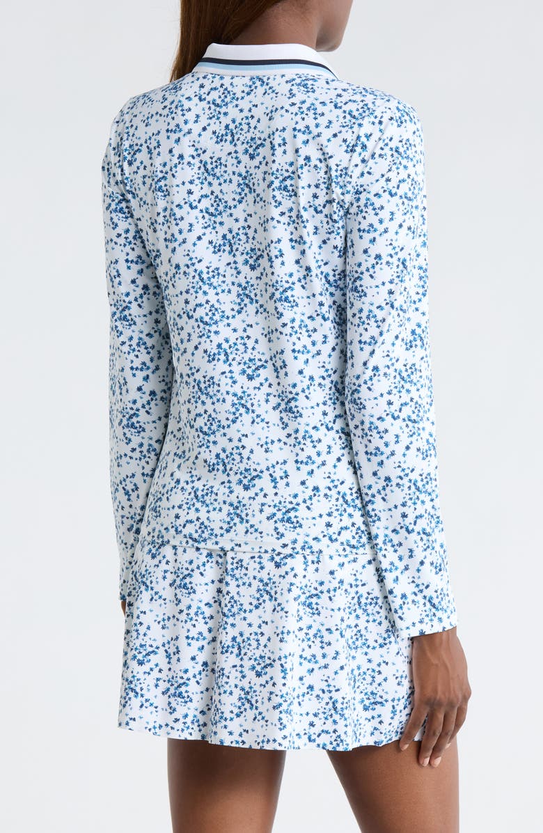 G/FORE Ditzy Floral Long Sleeve Tech Polo, Alternate, color, Snow/ Twilight