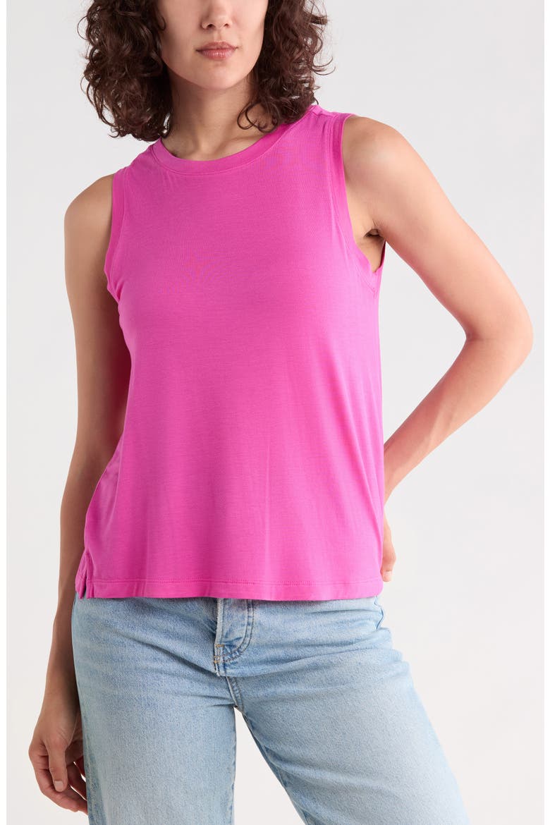 Crewneck Easy Tank, Main, color, PINK CYCLAMEN