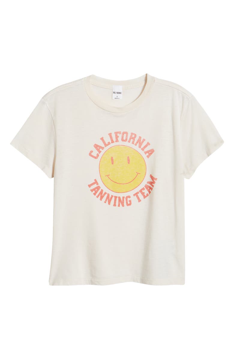Re/Done Tanning Team Relaxed Graphic T-Shirt, Alternate, color, Antique White