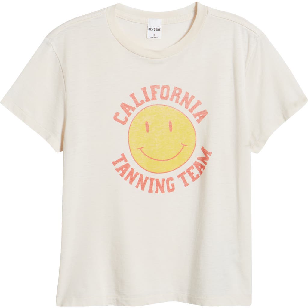 Re/done Tanning Team Relaxed Graphic T-shirt In Antique White